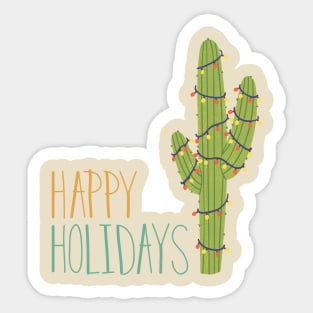 Happy Holidays Cactus Sticker